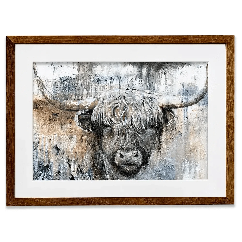 Weathered Highland Cow Framed Art Print Weathered Highland Cow Framed Art Print | Weathered Cow Artwork  wall art product Studio Paint-Ing