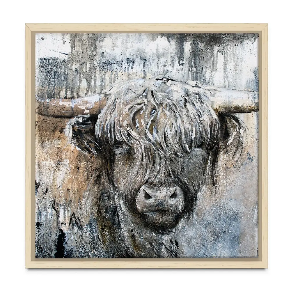 Weathered Highland Cow Square Canvas Print Weathered Highland Cow Square Canvas Print | Weathered Highland Cow wall art product Studio Paint-Ing