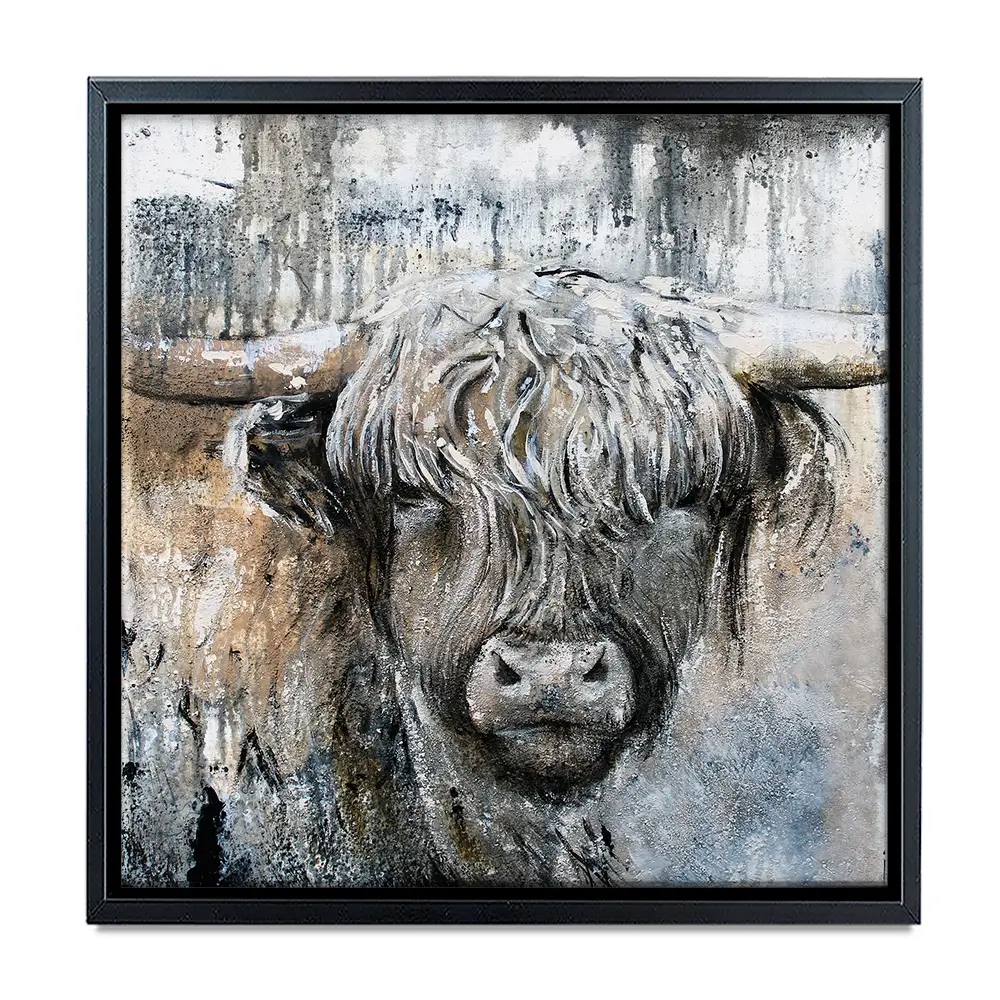 Weathered Highland Cow Square Canvas Print Weathered Highland Cow Square Canvas Print | Weathered Highland Cow wall art product Studio Paint-Ing