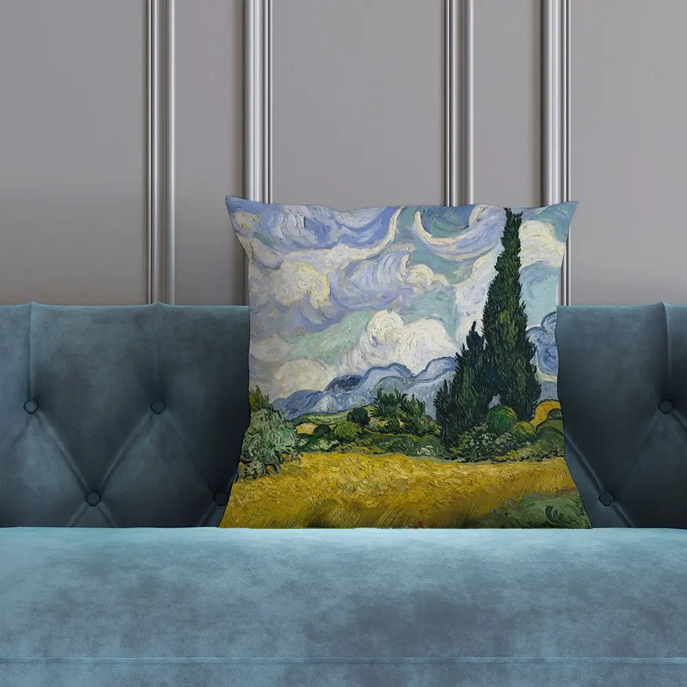Wheat Field With Cypresses Cushion Wheat Field With Cypresses Cushion wall art product Vincent Van Gogh