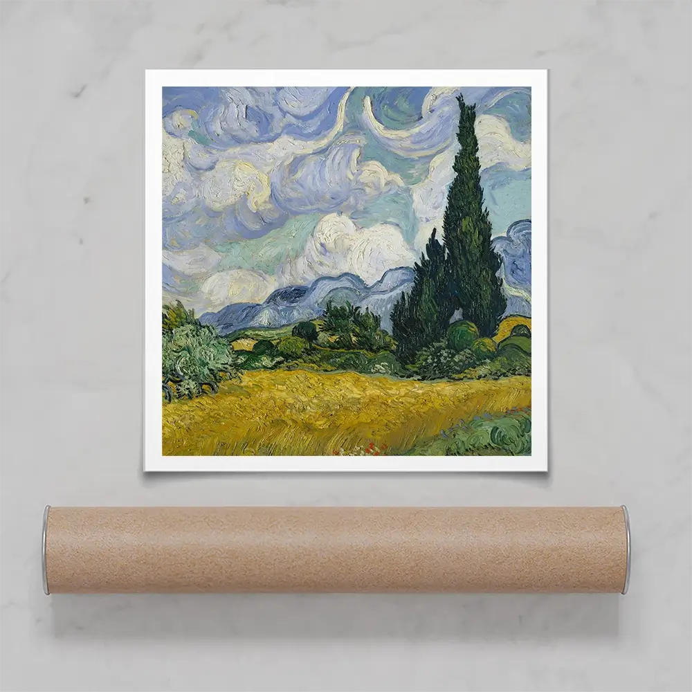 Wheat Field With Cypresses Square Art Print Wheat Field With Cypresses Square Art Print wall art product Vincent Van Gogh