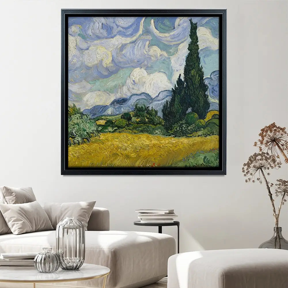 Wheat Field With Cypresses Square Canvas Print Wheat Field With Cypresses Square Canvas Print wall art product Vincent Van Gogh
