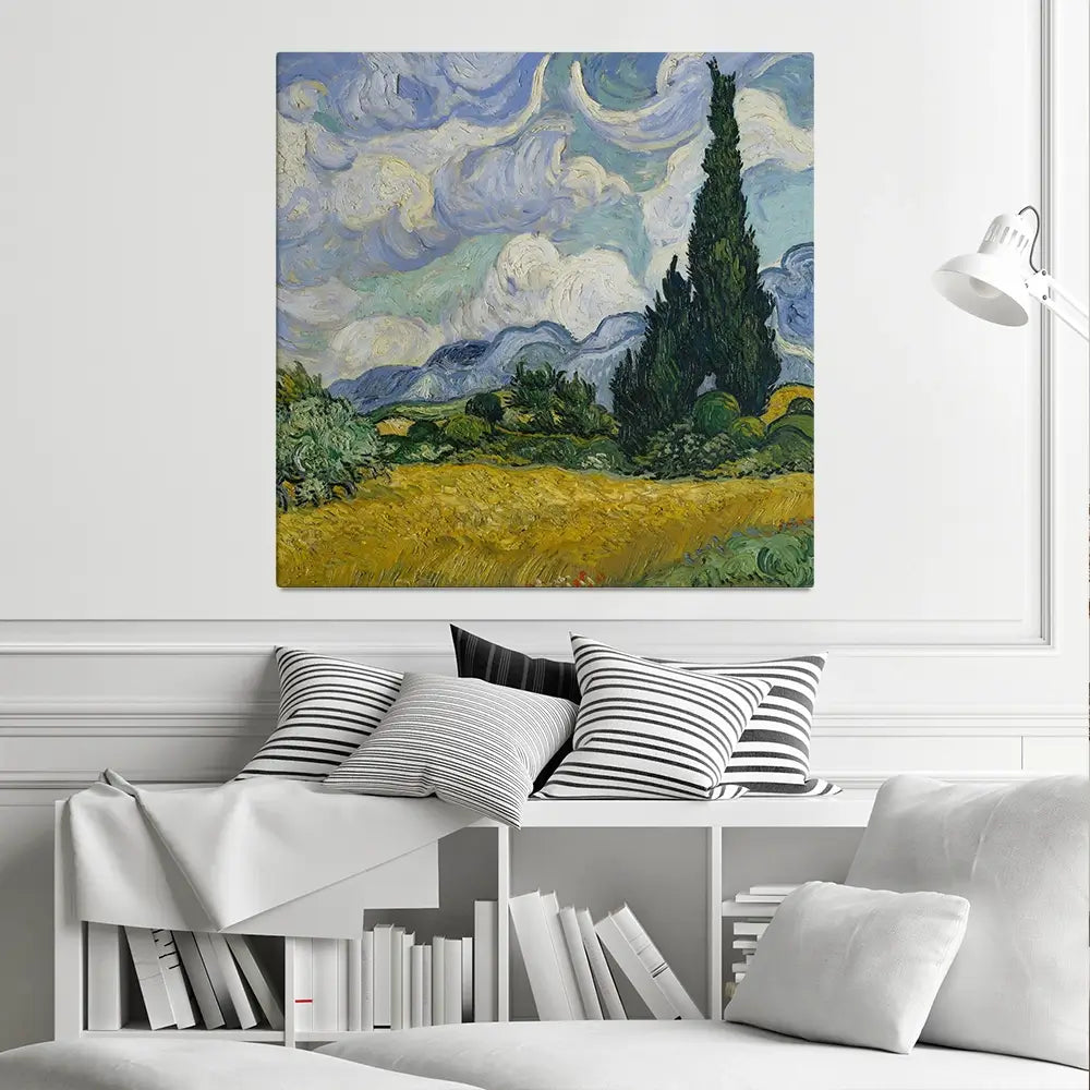 Wheat Field With Cypresses Square Canvas Print Wheat Field With Cypresses Square Canvas Print wall art product Vincent Van Gogh
