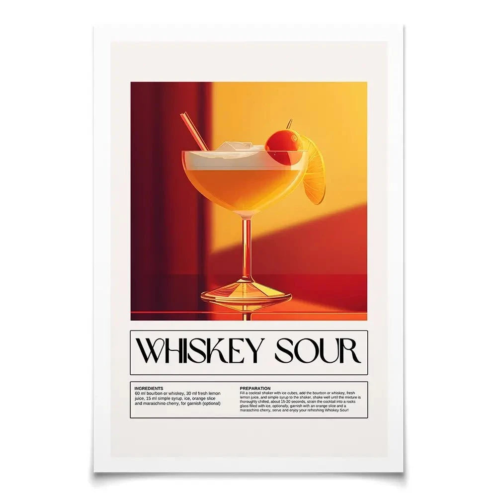 Whiskey Sour Recipe Art Print Whiskey Sour Recipe Art Print wall art product Art Print Shop