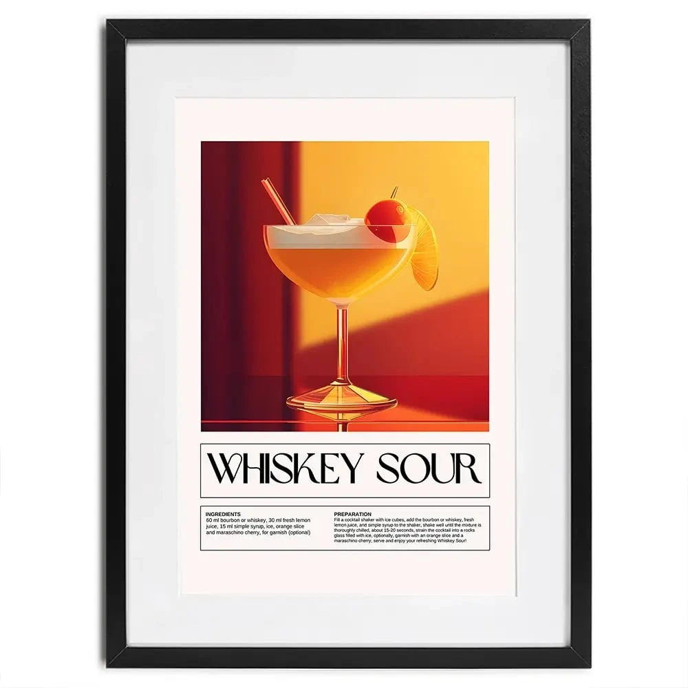 Whiskey Sour Recipe Framed Art Print Whiskey Sour Recipe Framed Art Print wall art product Art Print Shop