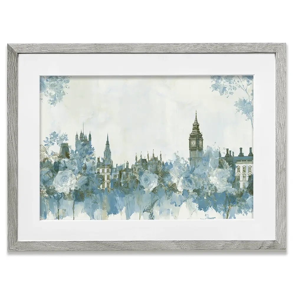Whispered City Skyline Sketch Framed Art Print Whispered City Skyline Sketch Framed Art Print wall art product Chromatic Storm Studio