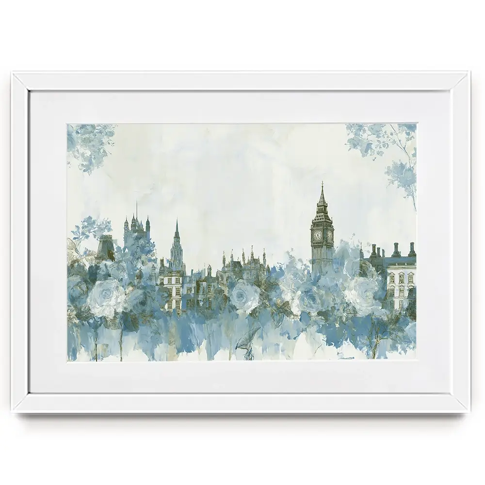 Whispered City Skyline Sketch Framed Art Print Whispered City Skyline Sketch Framed Art Print wall art product Chromatic Storm Studio