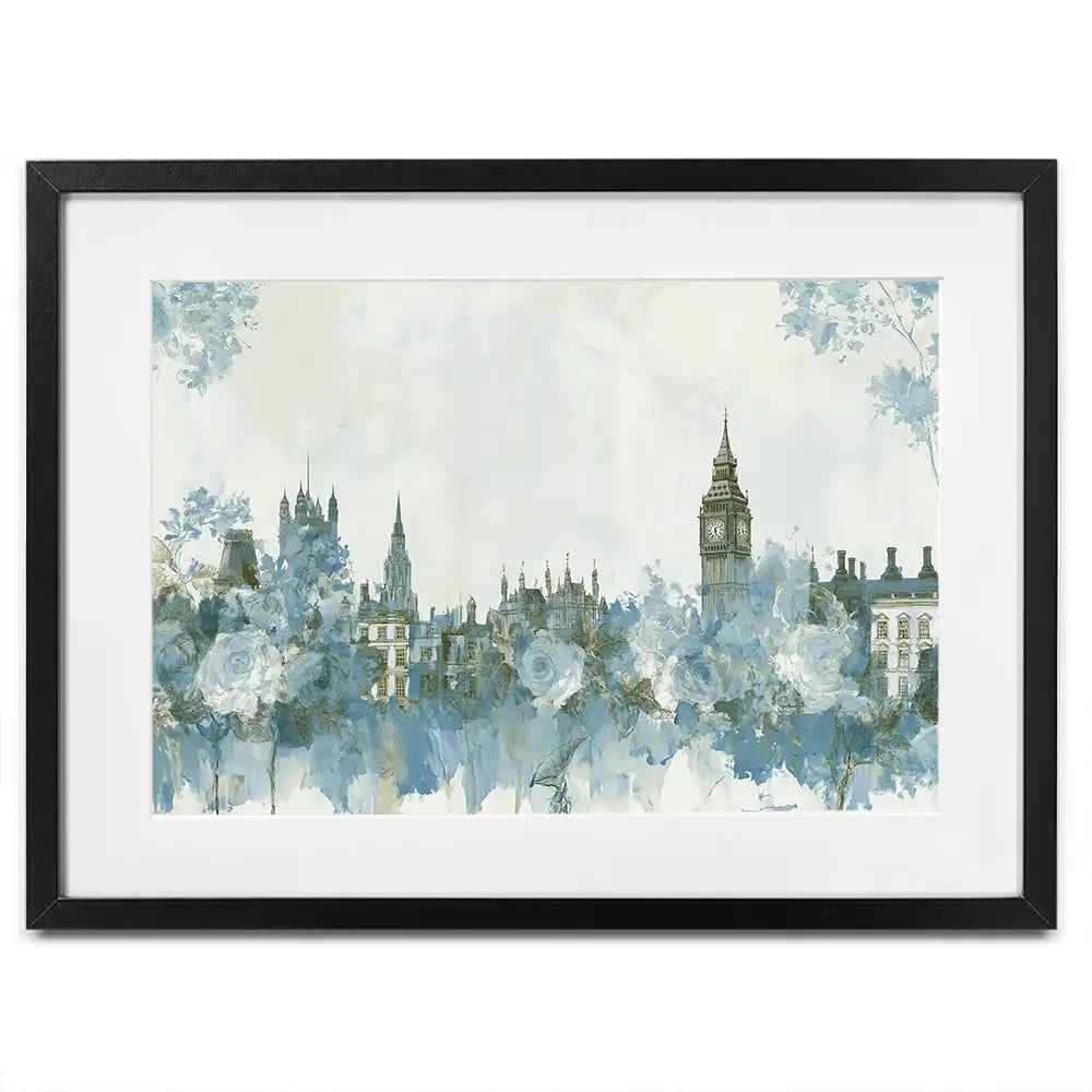 Whispered City Skyline Sketch Framed Art Print Whispered City Skyline Sketch Framed Art Print wall art product Chromatic Storm Studio
