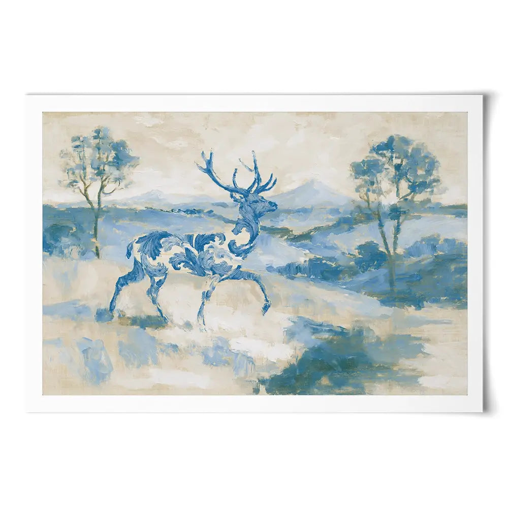 Whispered Stag Crossing Field Art Print Whispered Stag Crossing Field Art Print wall art product Chromatic Storm Studio