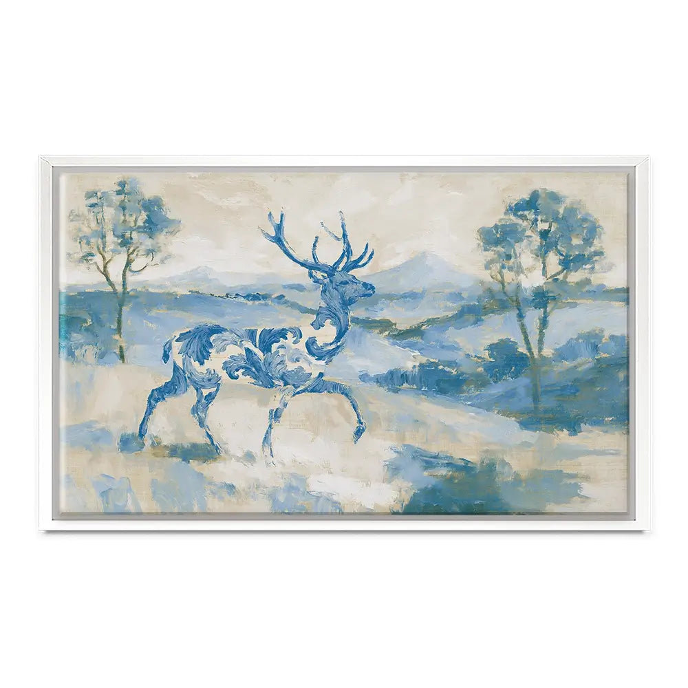 Whispered Stag Crossing Field Canvas Print Whispered Stag Crossing Field Canvas Print wall art product Chromatic Storm Studio