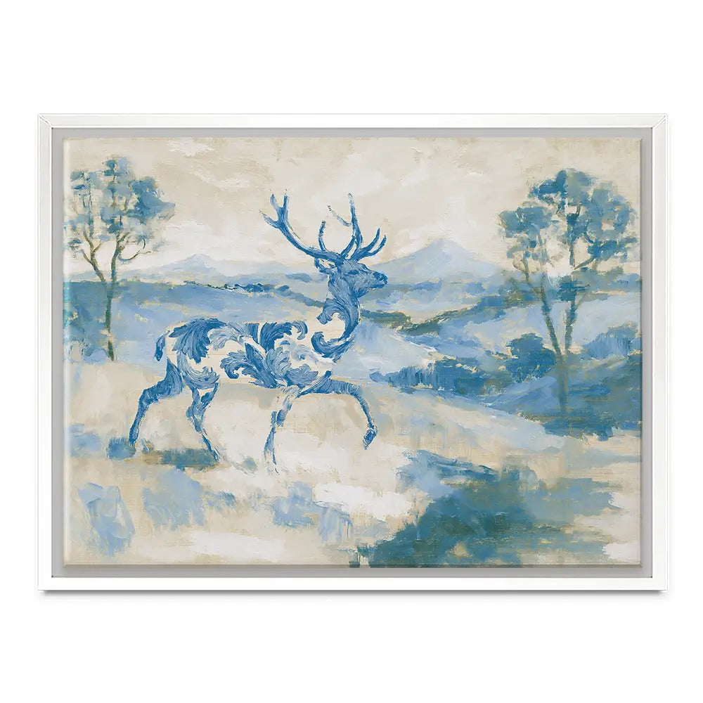Whispered Stag Crossing Field Canvas Print Whispered Stag Crossing Field Canvas Print wall art product Chromatic Storm Studio
