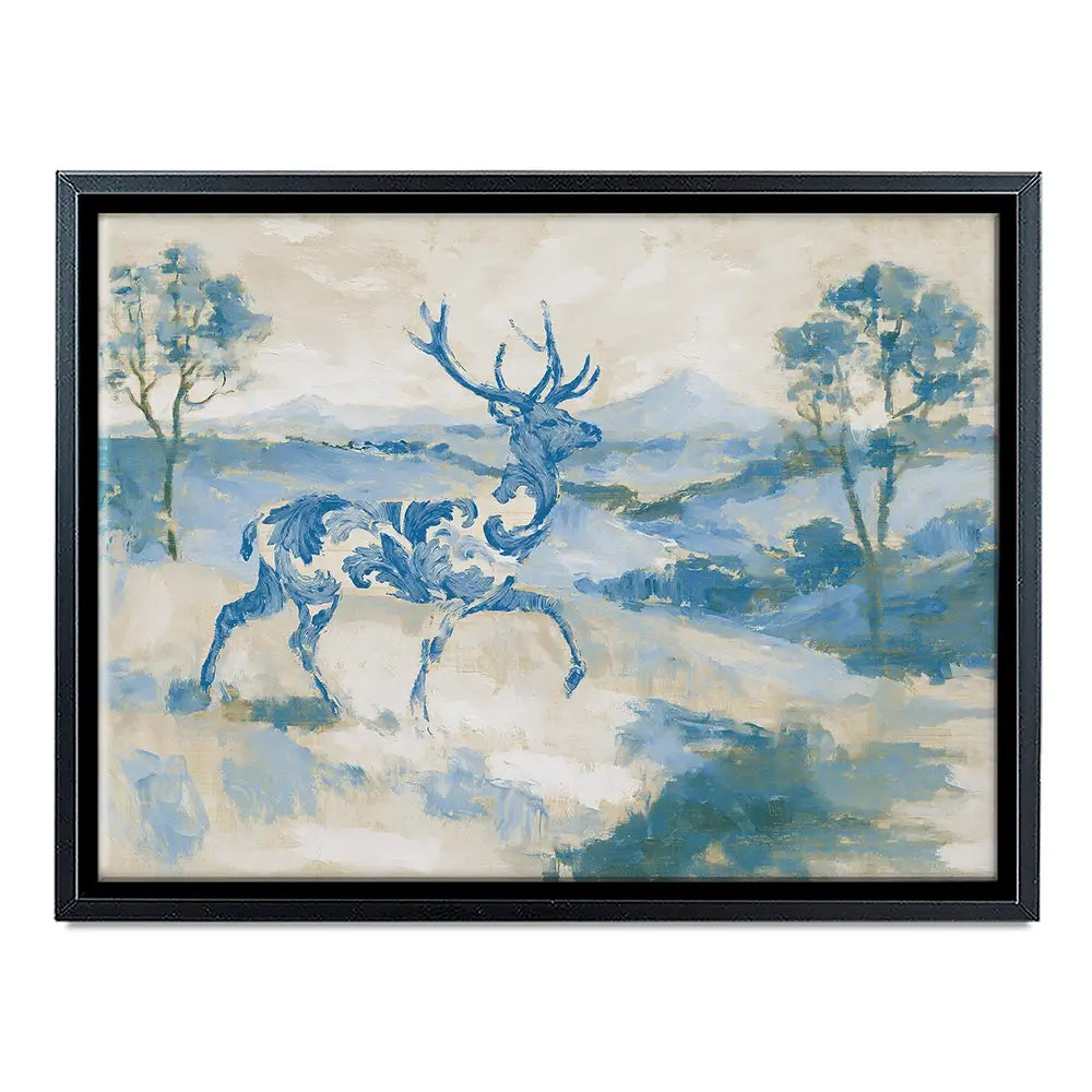 Whispered Stag Crossing Field Canvas Print Whispered Stag Crossing Field Canvas Print wall art product Chromatic Storm Studio