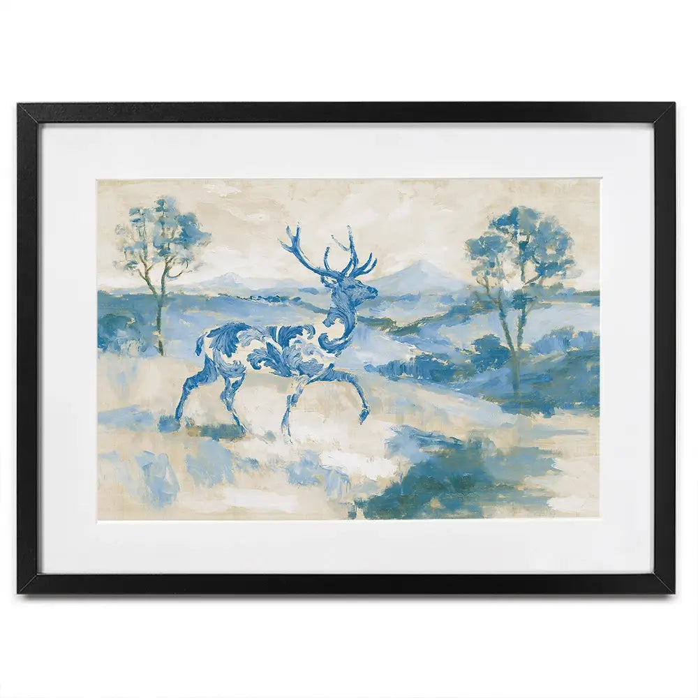 Whispered Stag Crossing Field Framed Art Print Whispered Stag Crossing Field Framed Art Print wall art product Chromatic Storm Studio