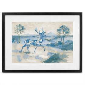 Whispered Stag Crossing Field Framed Art Print Whispered Stag Crossing Field Framed Art Print wall art product Chromatic Storm Studio