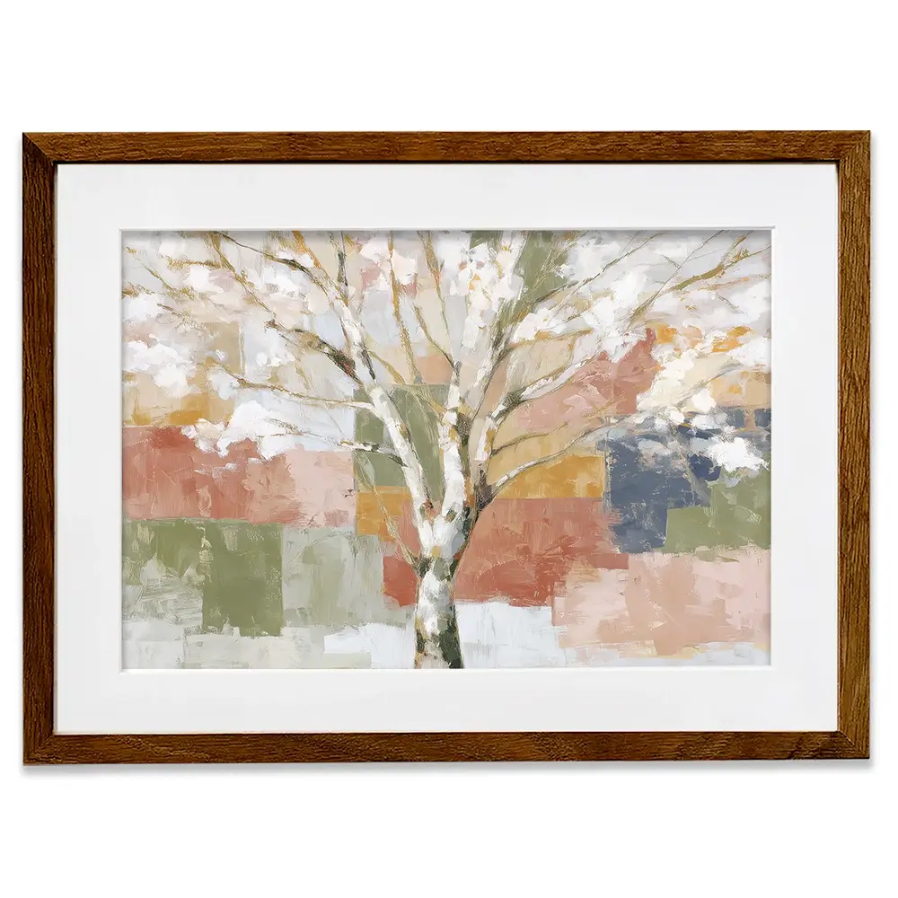 White Birch In Abstract Landscape Framed Art Print White Birch In Abstract Landscape Framed Art Print wall art product Chromatic Storm Studio