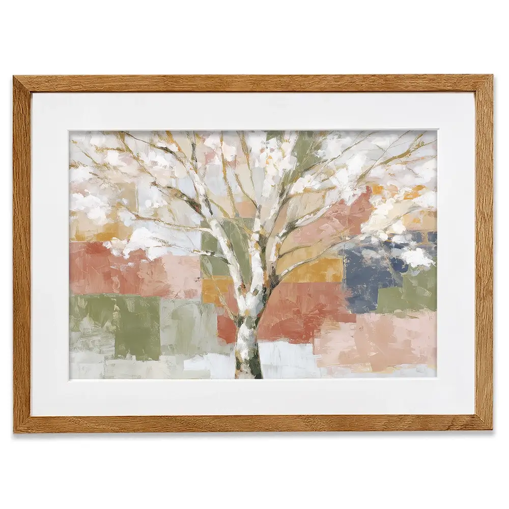 White Birch In Abstract Landscape Framed Art Print White Birch In Abstract Landscape Framed Art Print wall art product Chromatic Storm Studio