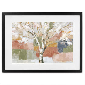 White Birch In Abstract Landscape Framed Art Print White Birch In Abstract Landscape Framed Art Print wall art product Chromatic Storm Studio