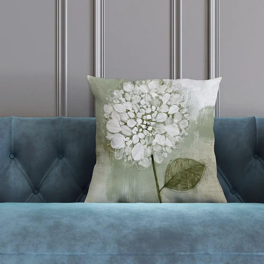 White Dahlia On Sage Cushion White Dahlia On Sage Cushion wall art product Chromatic Storm Studio
