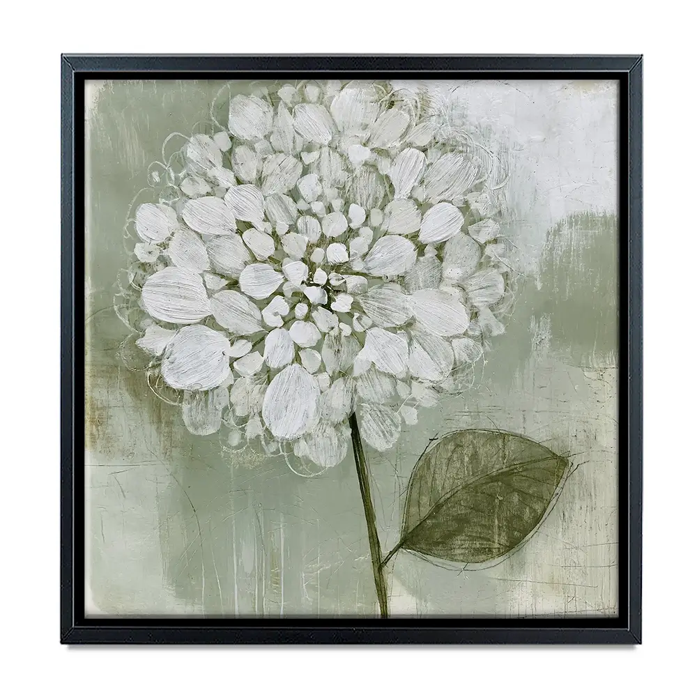 White Dahlia On Sage Square Canvas Print White Dahlia On Sage Square Canvas Print wall art product Chromatic Storm Studio