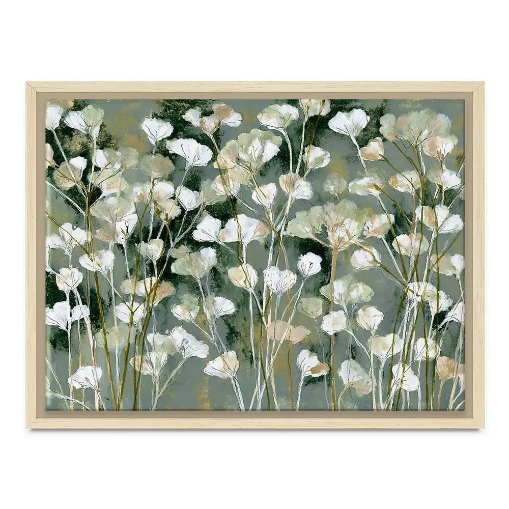 White Field Flowers On Sage Canvas Print White Field Flowers On Sage Canvas Print wall art product Chromatic Storm Studio