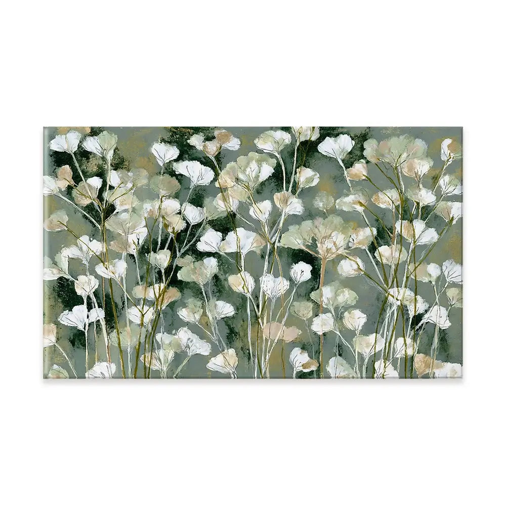 White Field Flowers On Sage Canvas Print White Field Flowers On Sage Canvas Print wall art product Chromatic Storm Studio