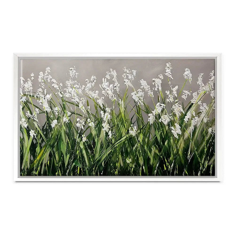 White Flowers Green Stems Canvas Print White Flowers Green Stems Canvas Print wall art product Osnat Tzadok
