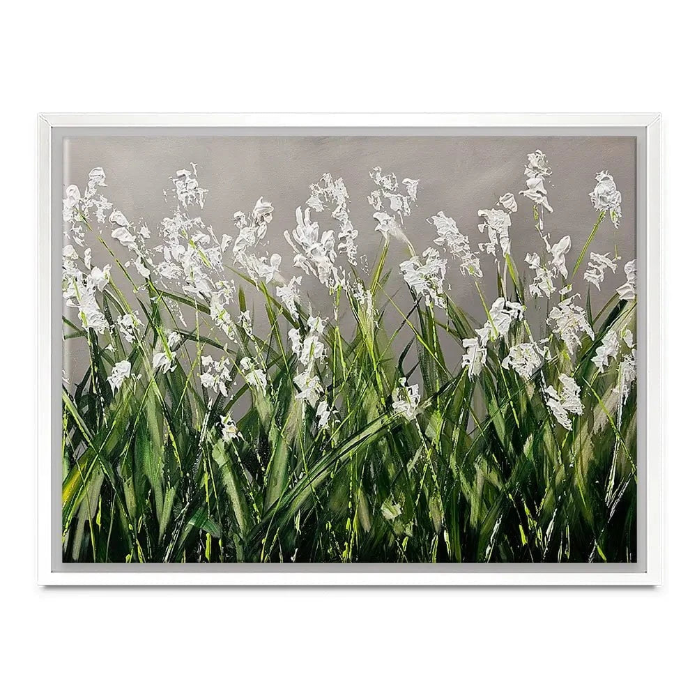 White Flowers Green Stems Canvas Print White Flowers Green Stems Canvas Print wall art product Osnat Tzadok