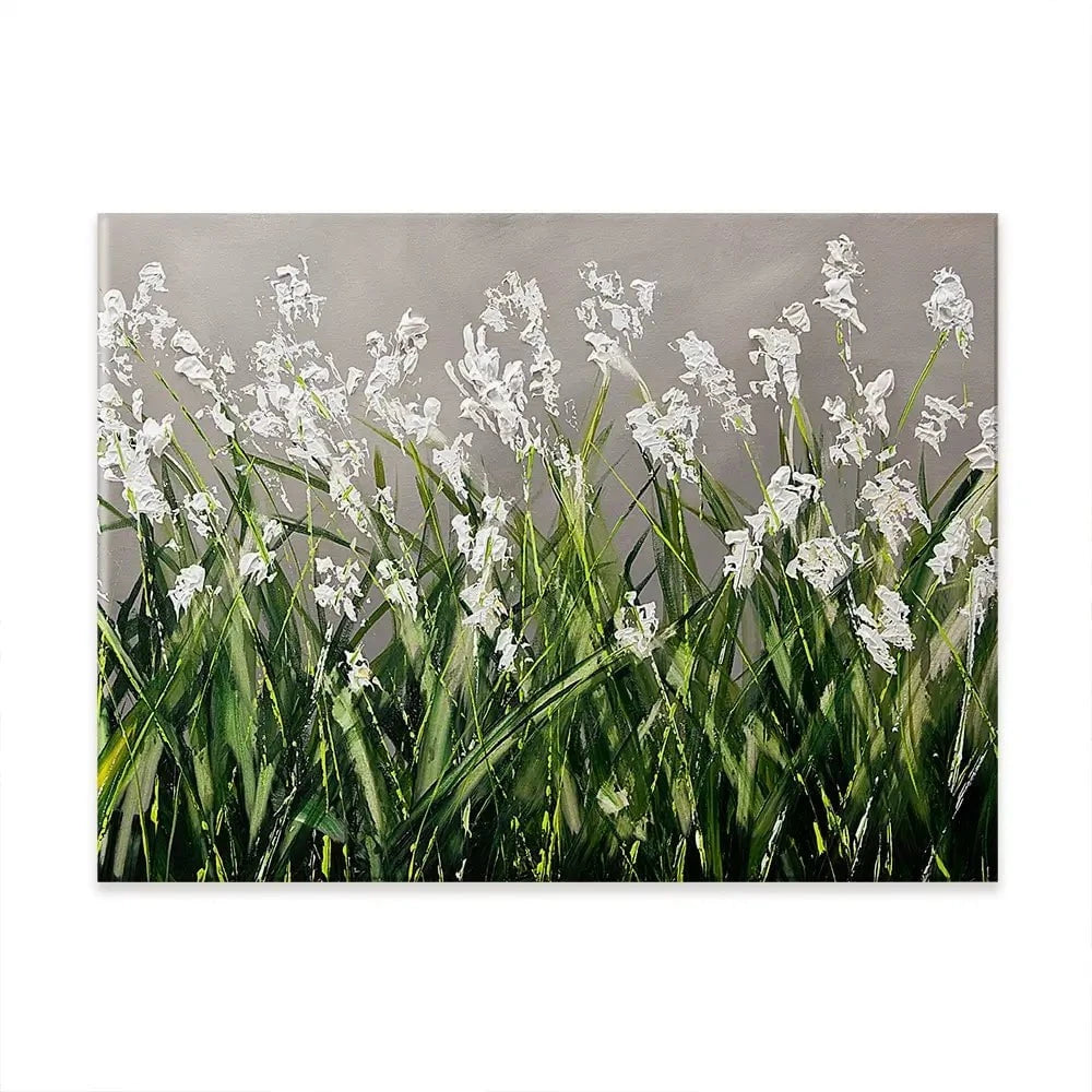 White Flowers Green Stems Canvas Print White Flowers Green Stems Canvas Print wall art product Osnat Tzadok