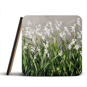 White Flowers Green Stems Coaster Set White Flowers Green Stems Coaster Set wall art product Osnat Tzadok