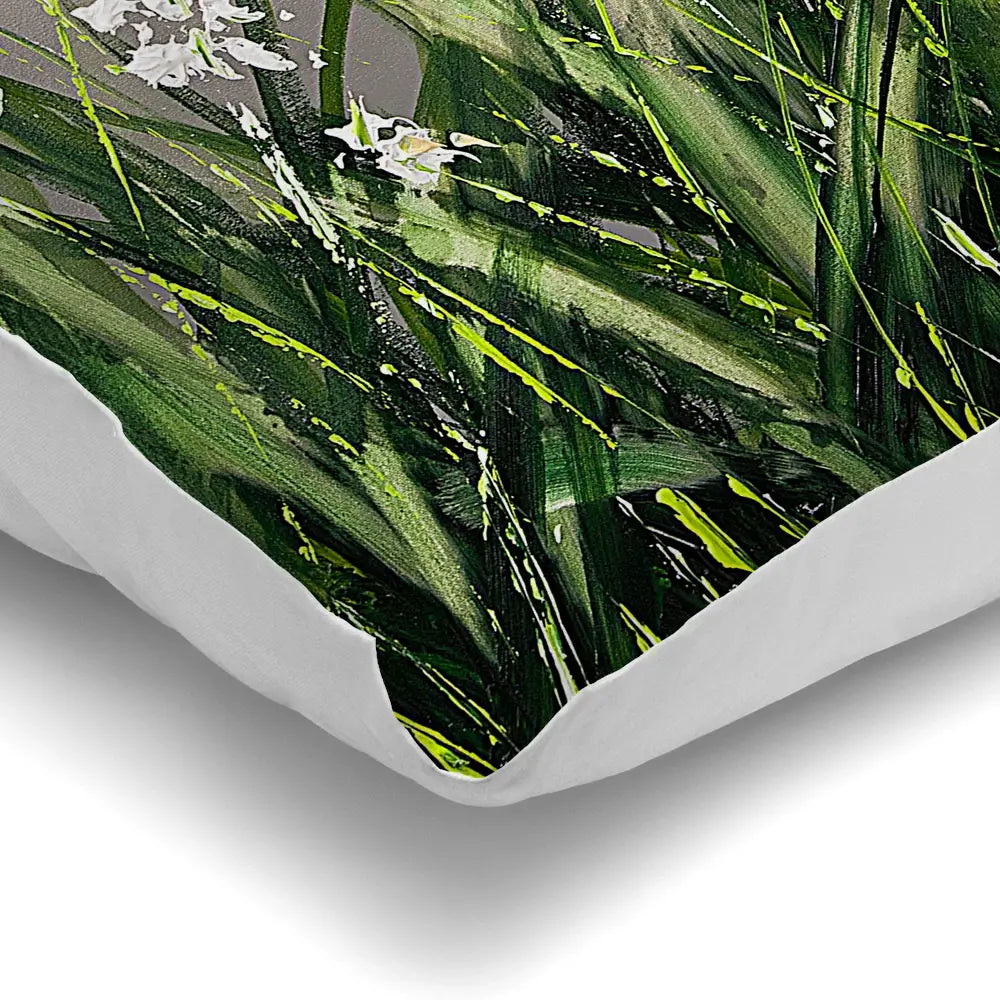 White Flowers Green Stems Cushion White Flowers Green Stems Cushion wall art product Osnat Tzadok