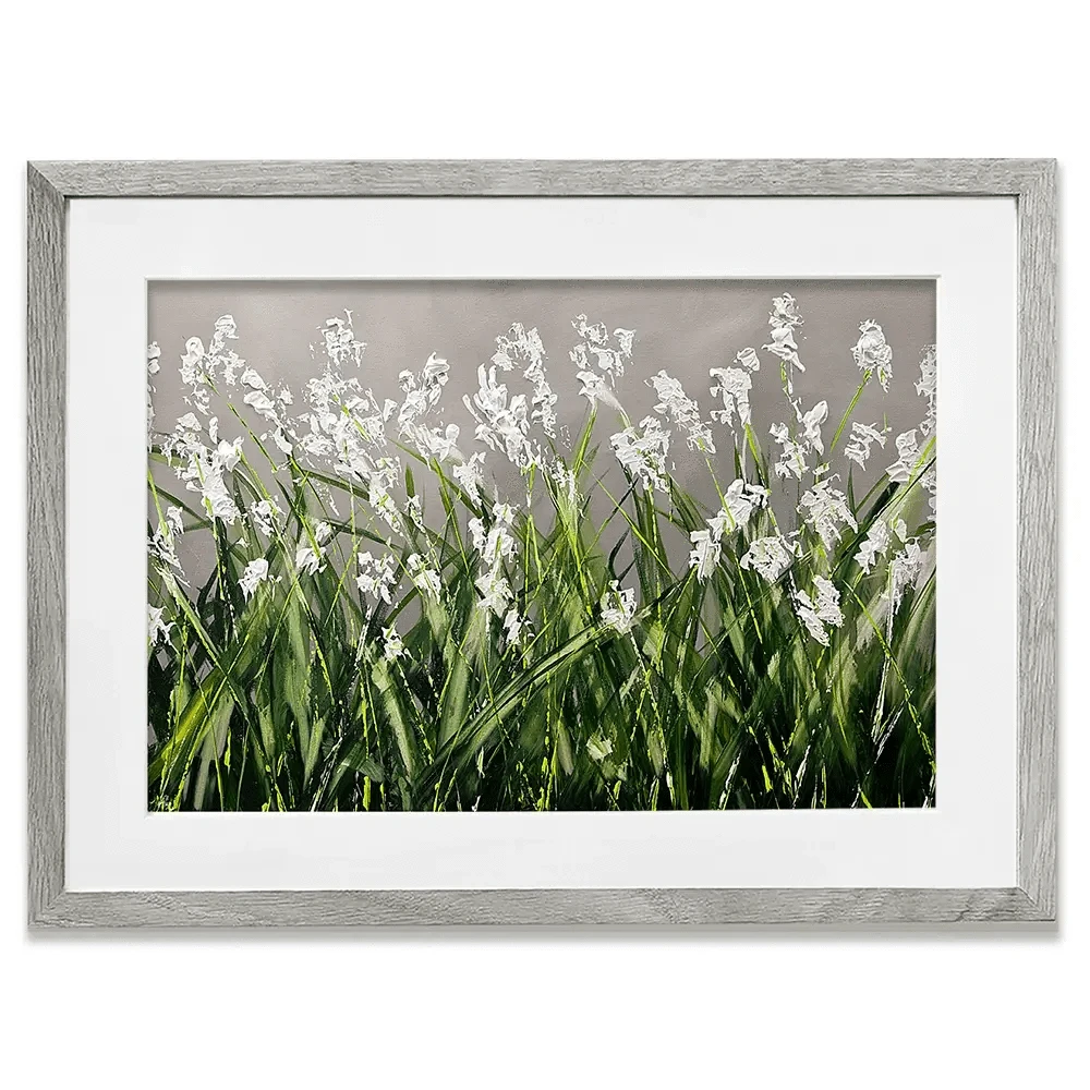 White Flowers Green Stems Framed Art Print White Flowers Green Stems Framed Art Print wall art product Osnat Tzadok