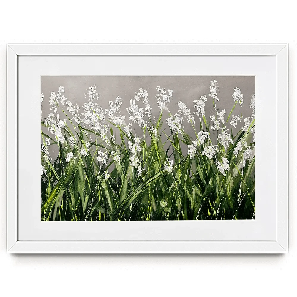 White Flowers Green Stems Framed Art Print White Flowers Green Stems Framed Art Print wall art product Osnat Tzadok