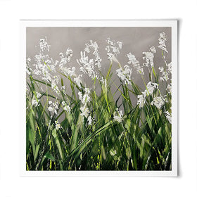 White Flowers Green Stems Square Art Print White Flowers Green Stems Square Art Print wall art product Osnat Tzadok