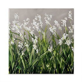 White Flowers Green Stems Square Canvas Print White Flowers Green Stems Square Canvas Print wall art product Osnat Tzadok