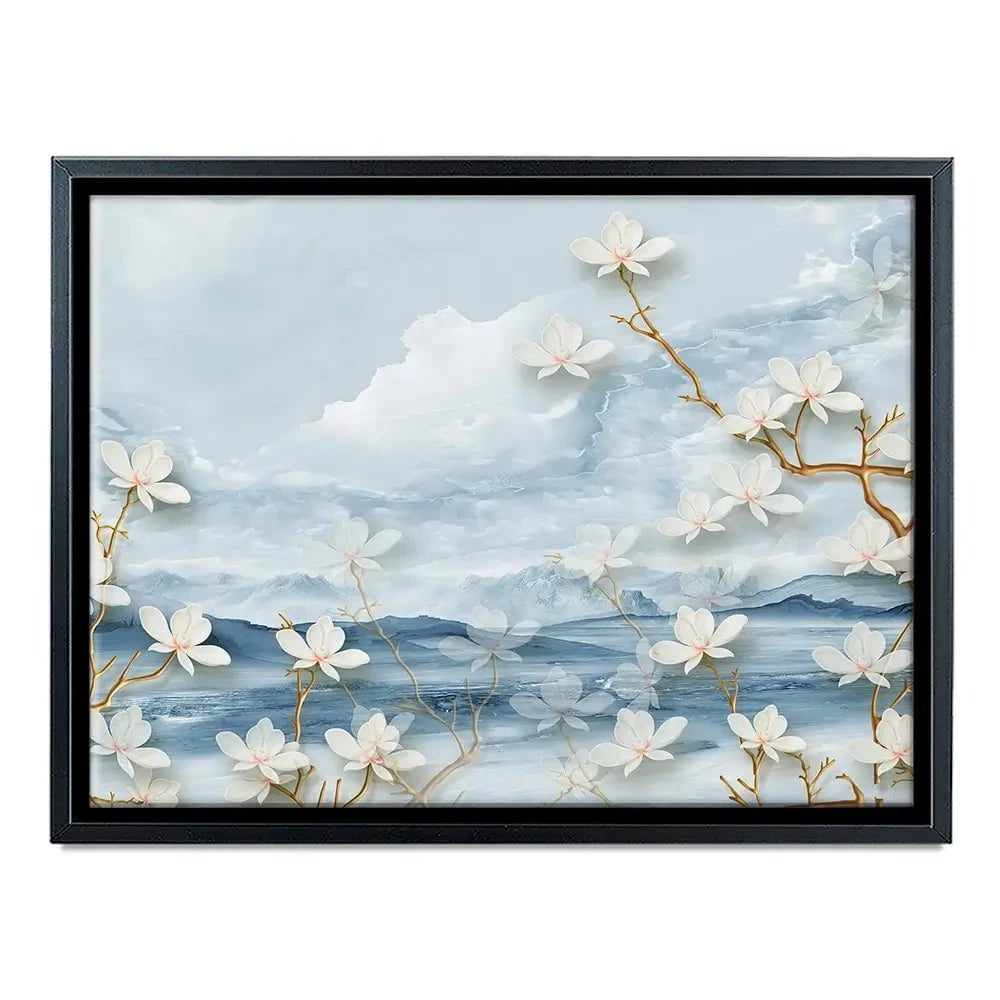 White Flowers Soft Blue Canvas Print White Flowers Soft Blue Canvas Print wall art product Tim Kats / Shutterstock
