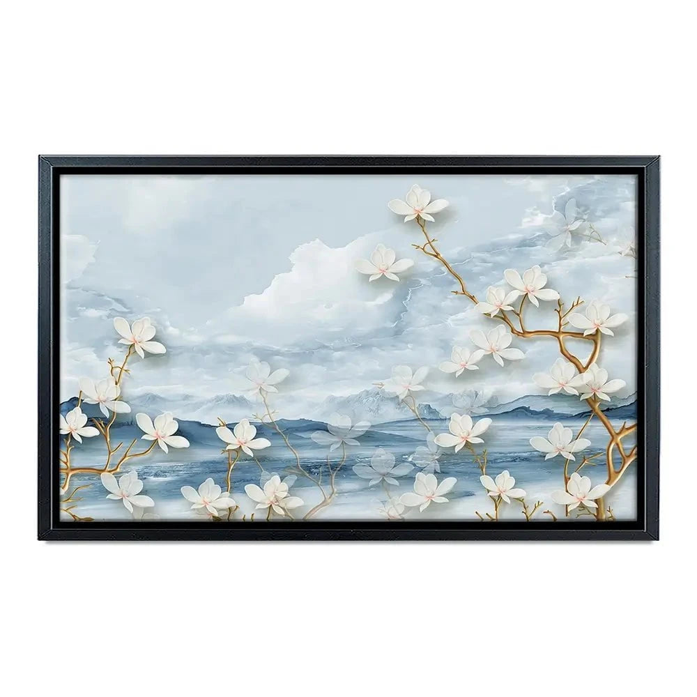 White Flowers Soft Blue Canvas Print White Flowers Soft Blue Canvas Print wall art product Tim Kats / Shutterstock