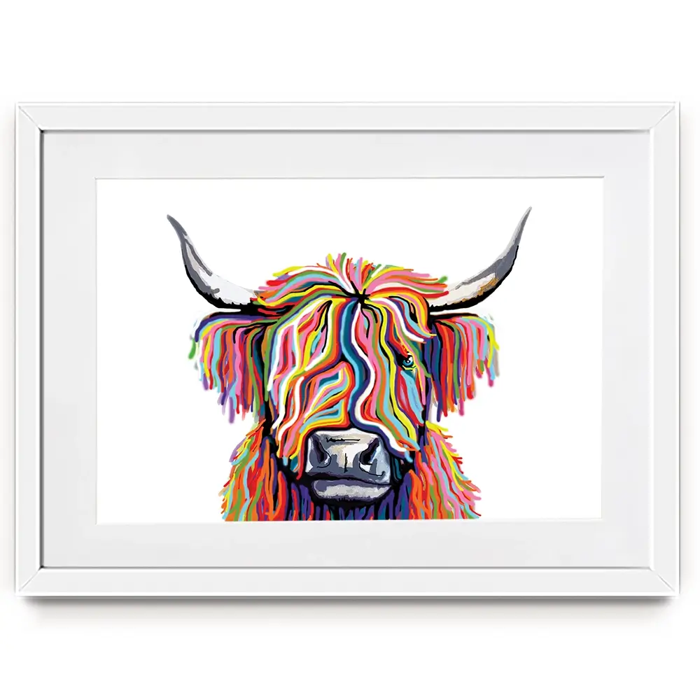 White Highland Cow Framed Art Print White Highland Cow Framed Art Print | White Highland Cow Framed Art  wall art product Independent