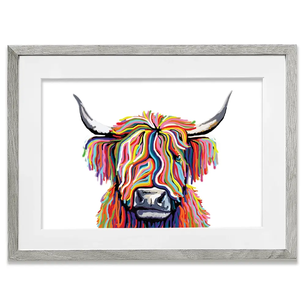 White Highland Cow Framed Art Print White Highland Cow Framed Art Print | White Highland Cow Framed Art  wall art product Independent