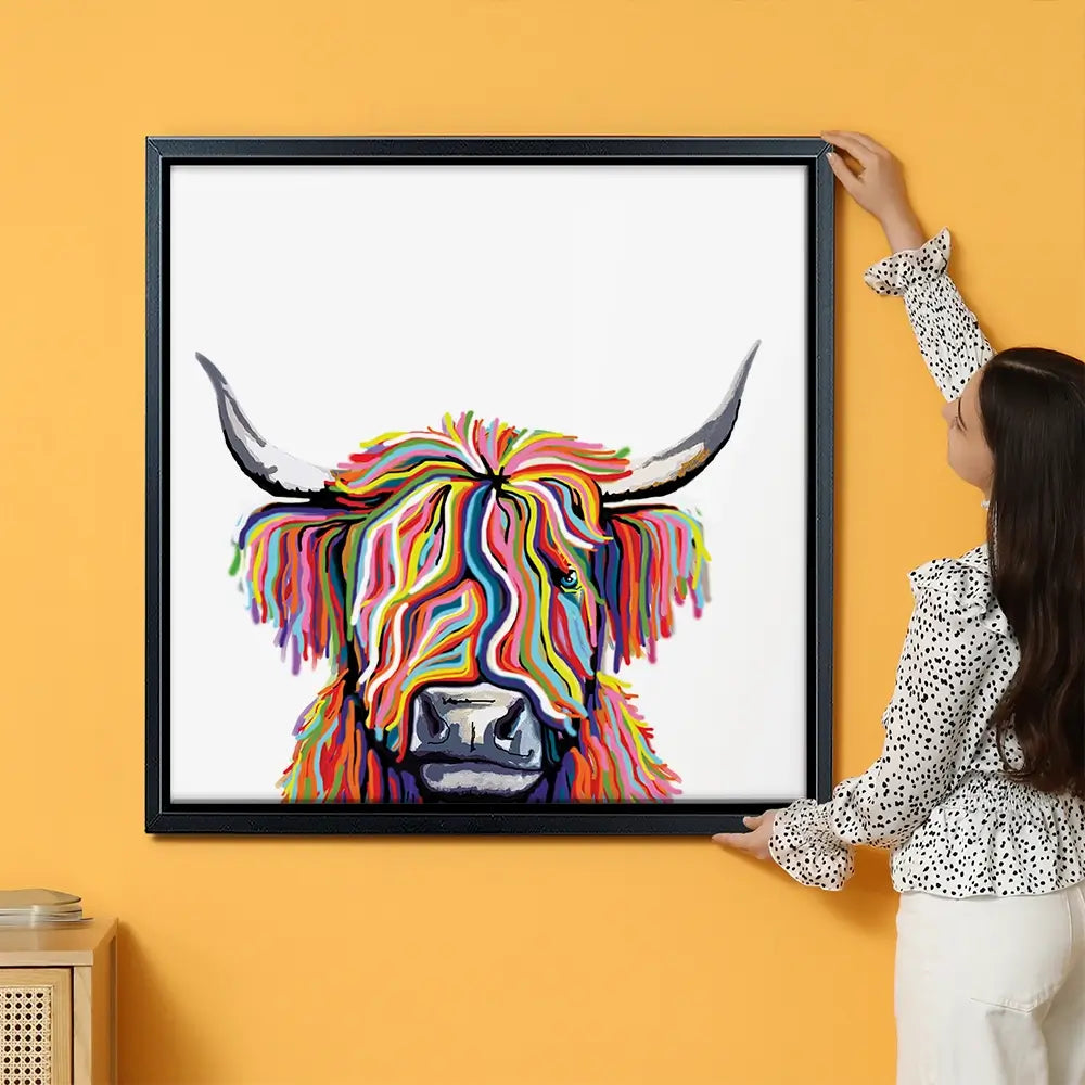 White Highland Cow Oversized Canvas Print White Highland Cow Oversized Canvas Print wall art product Independent