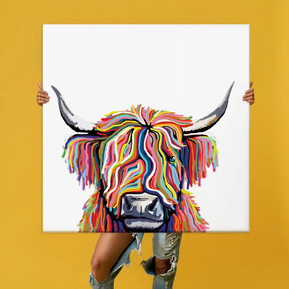 White Highland Cow Oversized Canvas Print White Highland Cow Oversized Canvas Print wall art product Independent