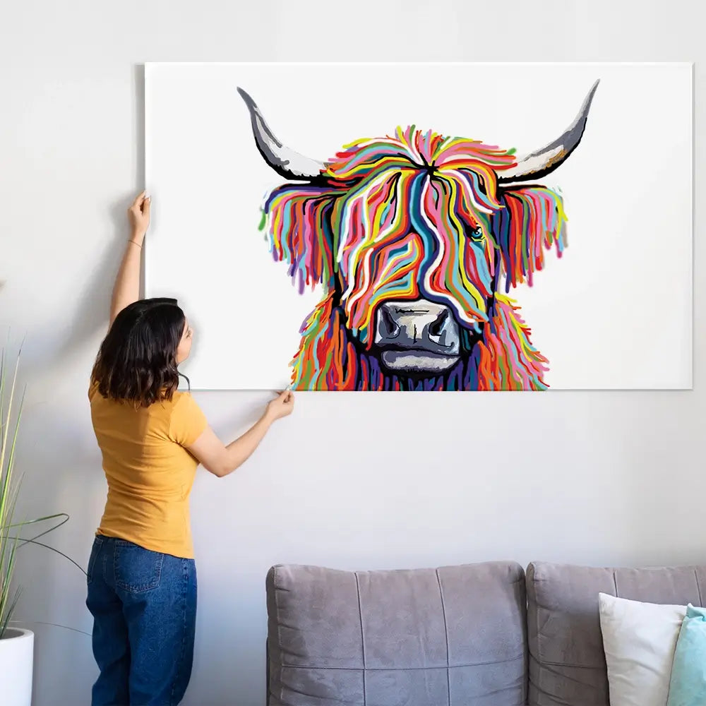 White Highland Cow Oversized Canvas Print White Highland Cow Oversized Canvas Print wall art product Independent