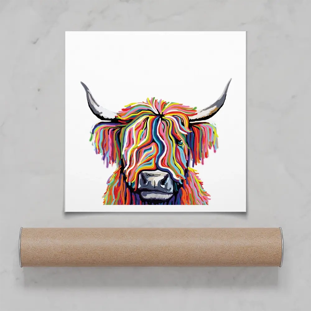 White Highland Cow Square Art Print White Highland Cow Square Art Print wall art product Independent