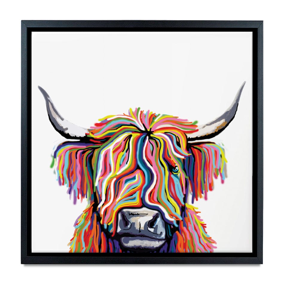 White Highland Cow Square Canvas Print wall art product Independent