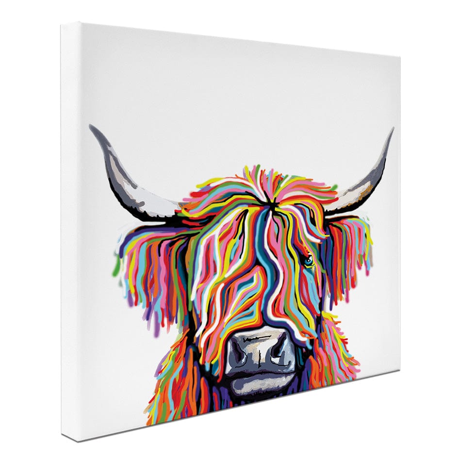 White Highland Cow Square Canvas Print wall art product Independent