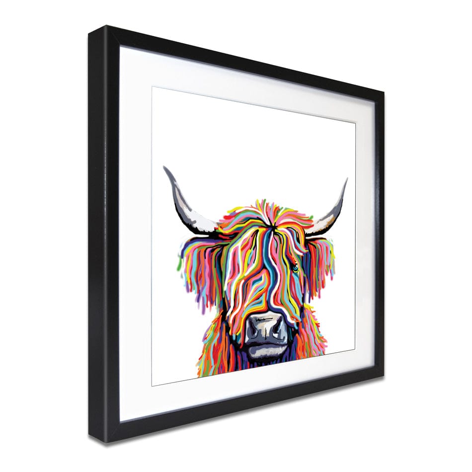 White Highland Cow Square Framed Art Print wall art product Independent