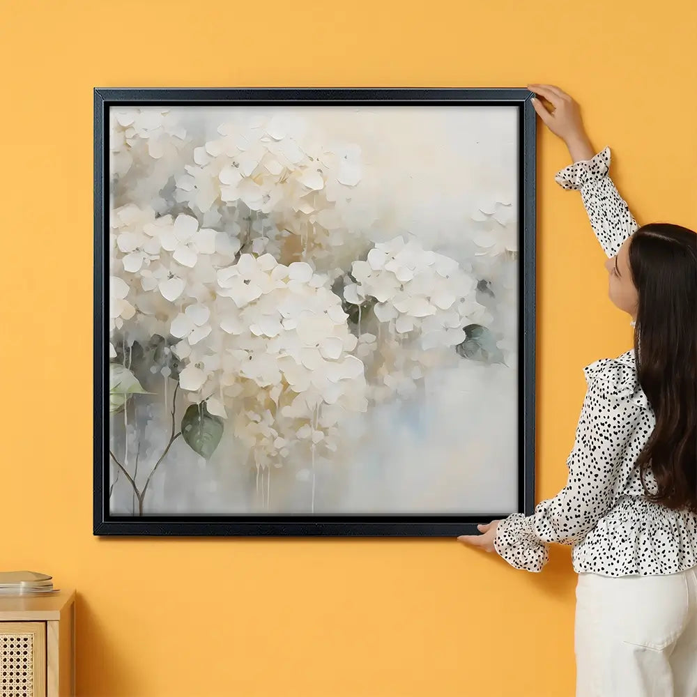 White Hydrangeas Oversized Canvas Print White Hydrangeas Oversized Canvas Print wall art product Arlington Prints - Independent