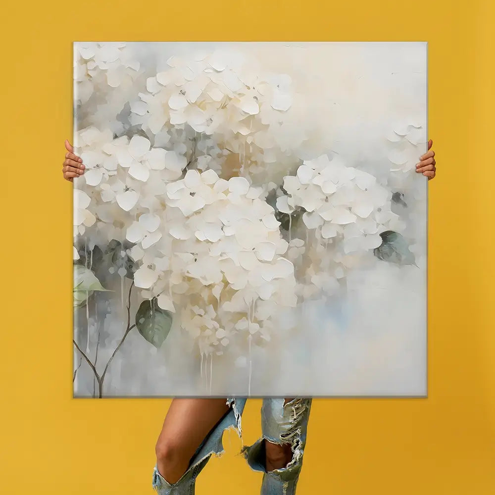 White Hydrangeas Oversized Canvas Print White Hydrangeas Oversized Canvas Print wall art product Arlington Prints - Independent
