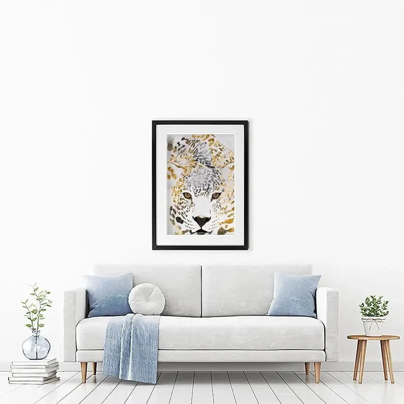 White Jaguar Framed Art Print White Jaguar Framed Art Print wall art product Sarah Manovski