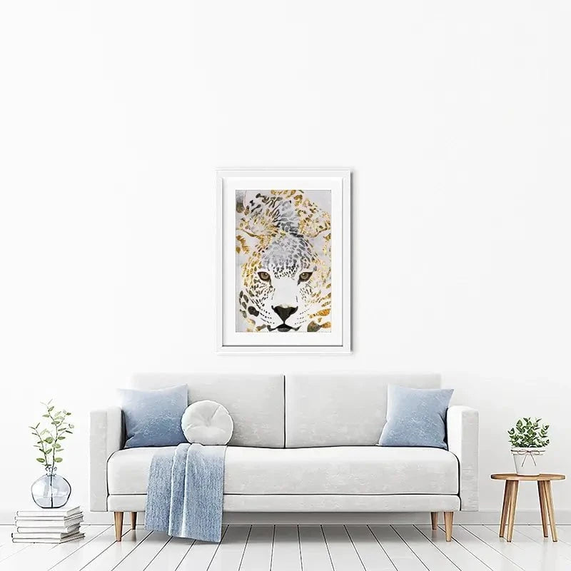 White Jaguar Framed Art Print White Jaguar Framed Art Print wall art product Sarah Manovski