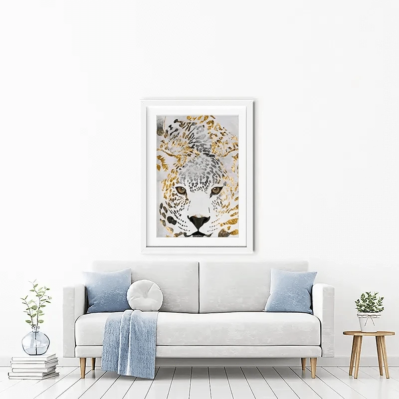 White Jaguar Framed Art Print White Jaguar Framed Art Print wall art product Sarah Manovski